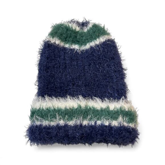 Free People Ziggy Fuzzy Beanie – NWOT – Navy Green White - Picture 2 of 4